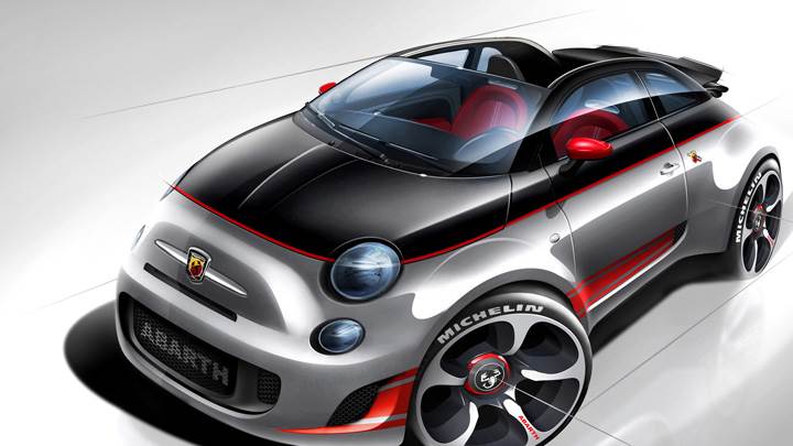 Top View Of 2010 Abarth 500C In Black N Silver